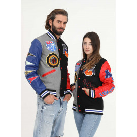 GIACCA AMERICAN COLLEGE TEDDY VARSITY ROSSO-NERO